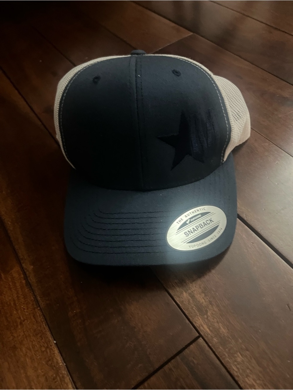 Unbranded Navy Blue and Tan Star Snapback Trucker Hat